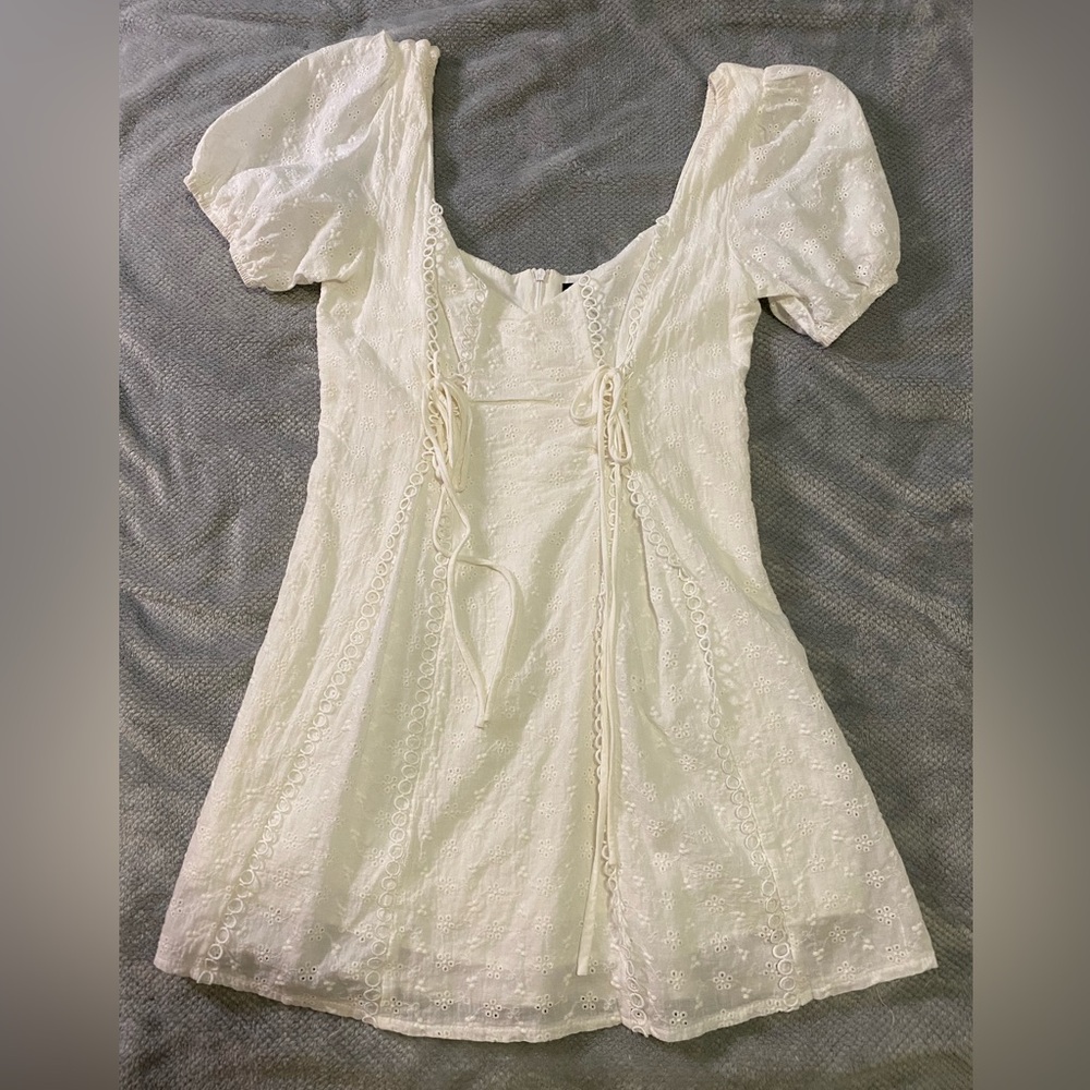 Elegant White Dress with Lace Detailing